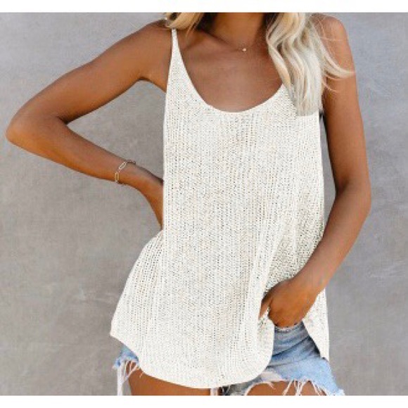 White Knit Tank - Large - Picture 3 of 3